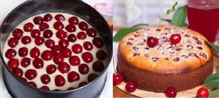 У вас остался стакан кефира? Приготовьте замечательный пирог с вишней