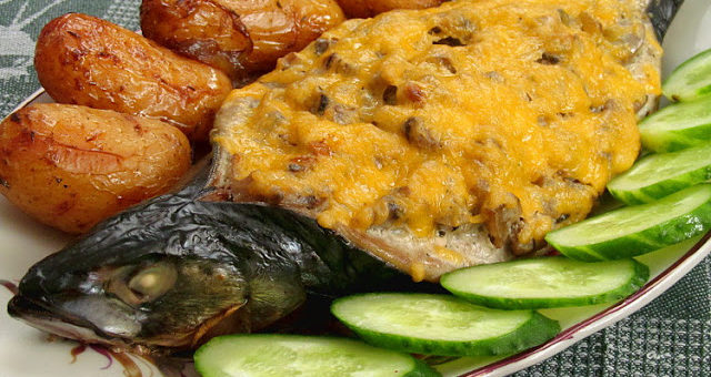 Скумбрия "Праздничная" фаршированная грибами