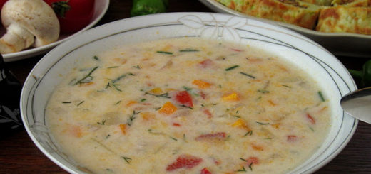 Сметанный суп с рисом и овощами