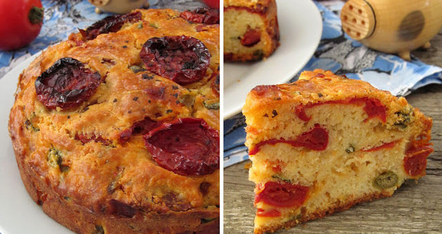 Кекс с вялеными томатами и каперсами