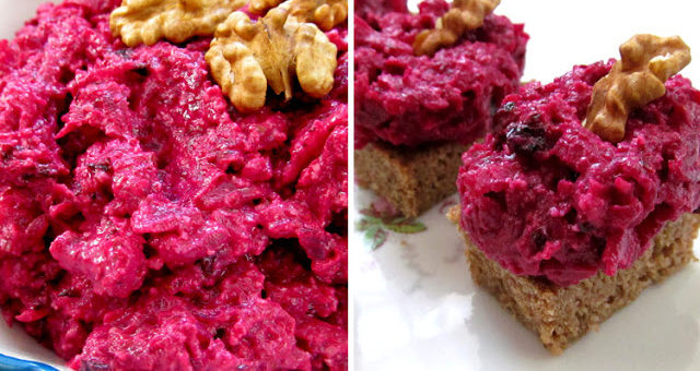 Салат из свеклы с орехами и черносливом