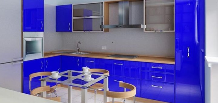Кухня синего цвета