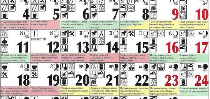 Лунный посевной календарь на ноябрь 2019 года