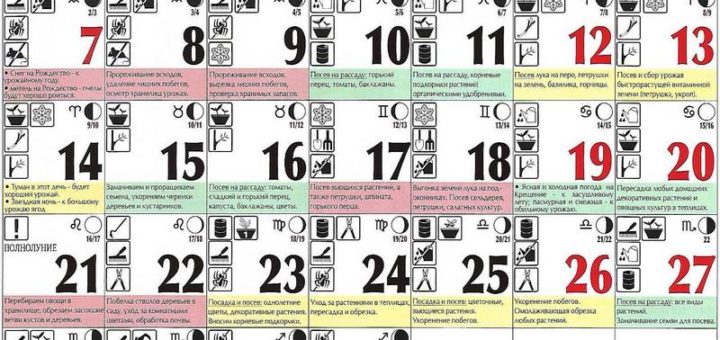 Лунный посевной календарь на январь 2019 года