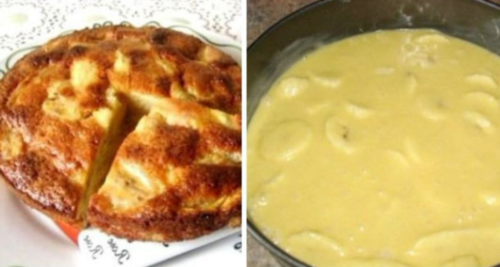 Заливной пирог с бананами на скорую руку - это же сама нежность!