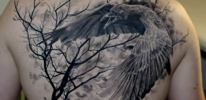 Тату ворон: значение и расшифровка
